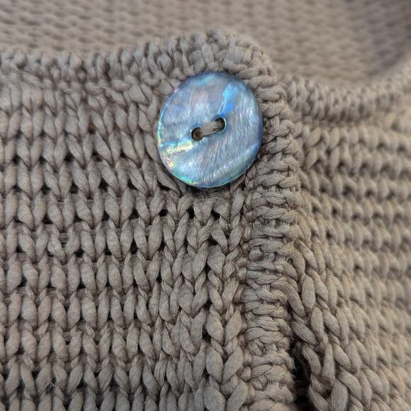 Vintage Margaret O'Leary Irish Chunky Knit Beige Cropped Cardigan Medium - Picture 6 of 6